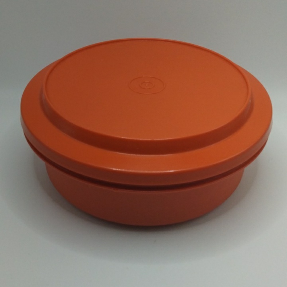 Vintage Orange Tupperware Round Container